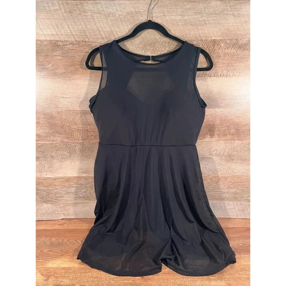 Meet. Curve Black Mesh Underwire Swim Dress One Piece Bathing Suit NWT Size XL